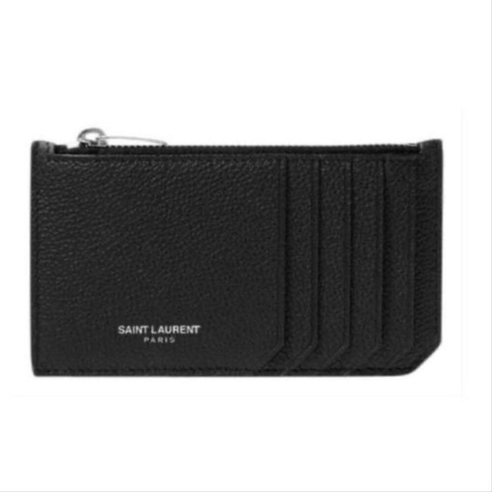 SAINT LAURENT Fragments logo printed zipped leather card holder coin case